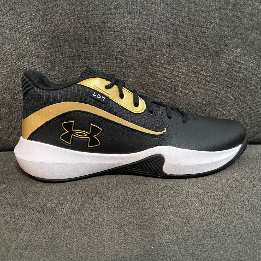 Under Armour Lockdown 7 Mens 11 Black Gold Basketball Shoes 3028512-001 New